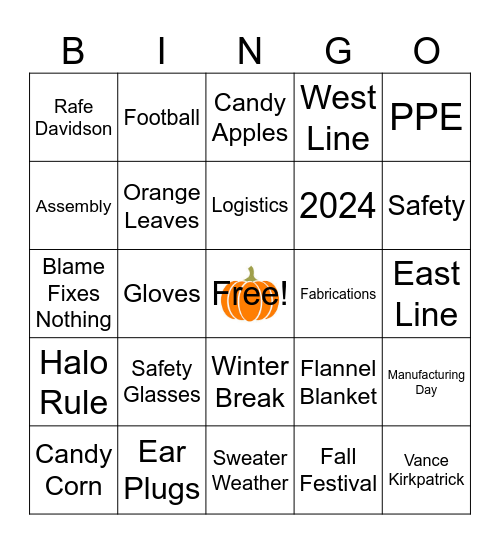 Fall Festival Bingo! Bingo Card