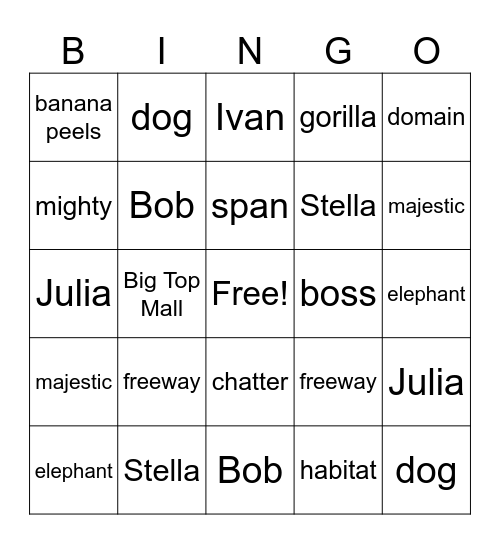 Ivan Bingo Card