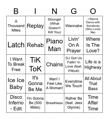 Musical Bingo Card