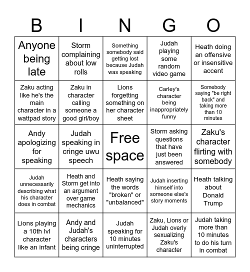 Unity Bingo Card