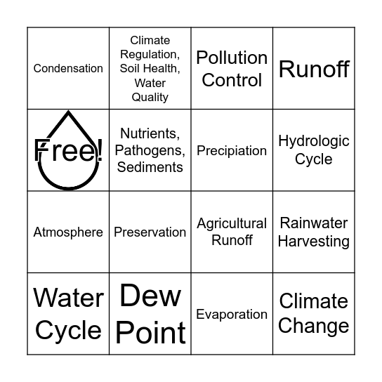 Water Cycle Bingo Card