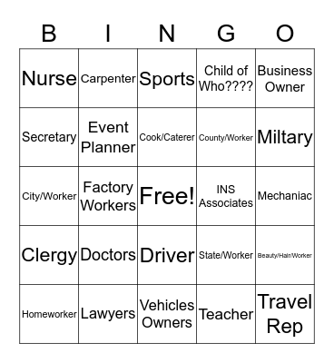 Social Bingo Card