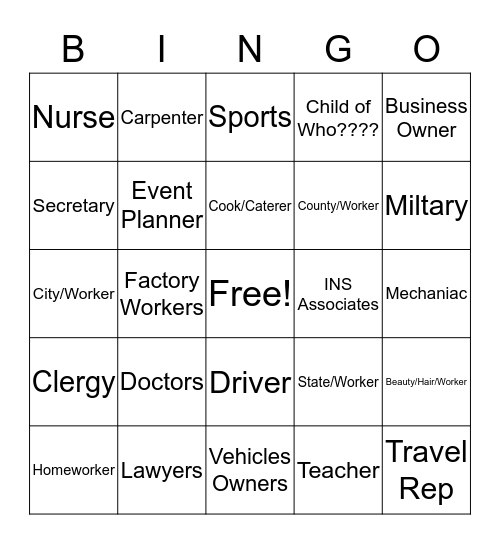 Social Bingo Card