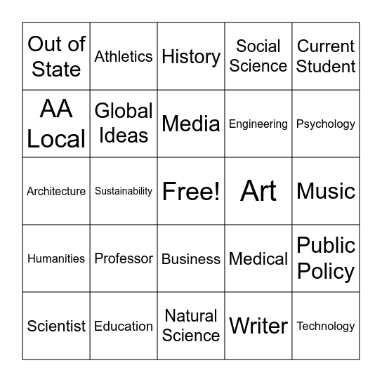 Speakers Bingo Card