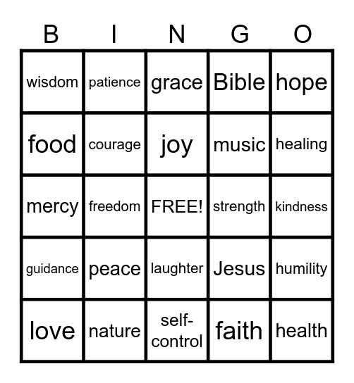 Gifts from God Bingo Card