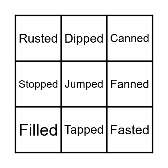 Suffix - ed Bingo Card