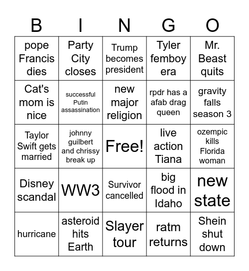 2025 Bingo Card