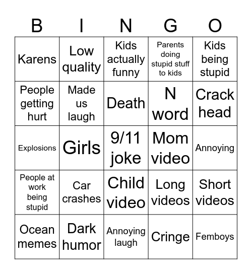 Instagram Reels Bingo Card