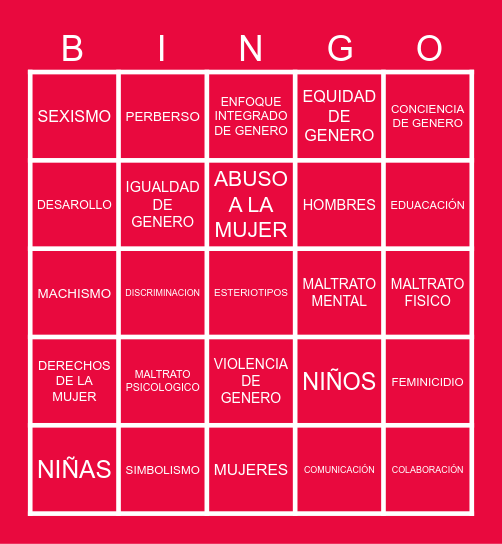 igualdad Bingo Card