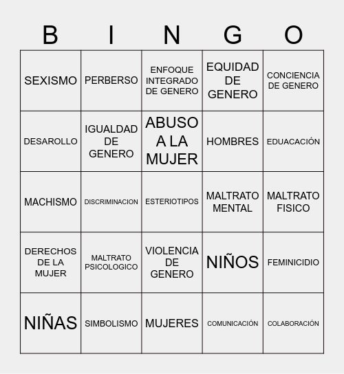 Equally Bingo Card