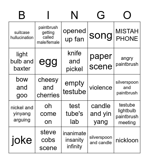 inanimate insanity Bingo Card
