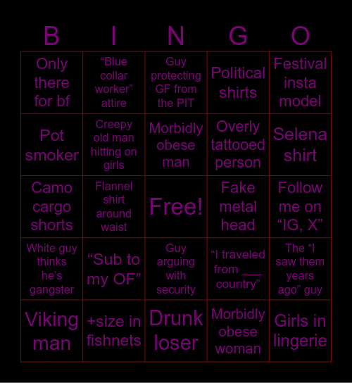 Aftershock Bingo Card