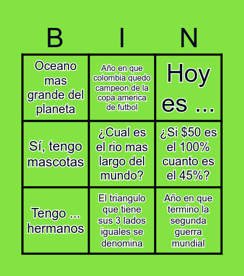 Cultura General Bingo Card