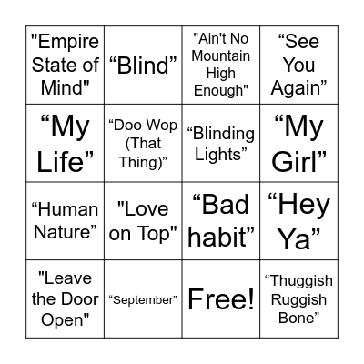 Music Bingo Card