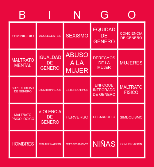 Equally Bingo Card