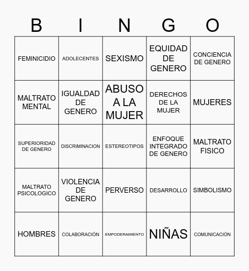 Equally Bingo Card