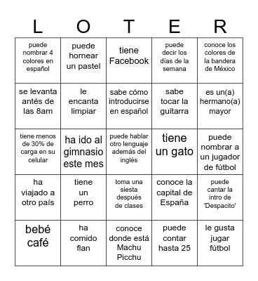 Encuentra  A  Alguien  Que... Bingo Card