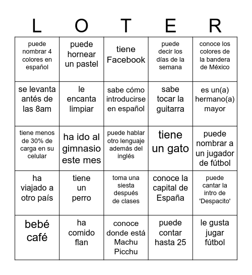 Encuentra  A  Alguien  Que... Bingo Card