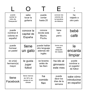 Encuentra  A  Alguien  Que... Bingo Card