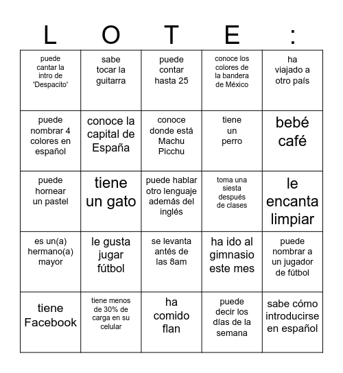 Encuentra  A  Alguien  Que... Bingo Card