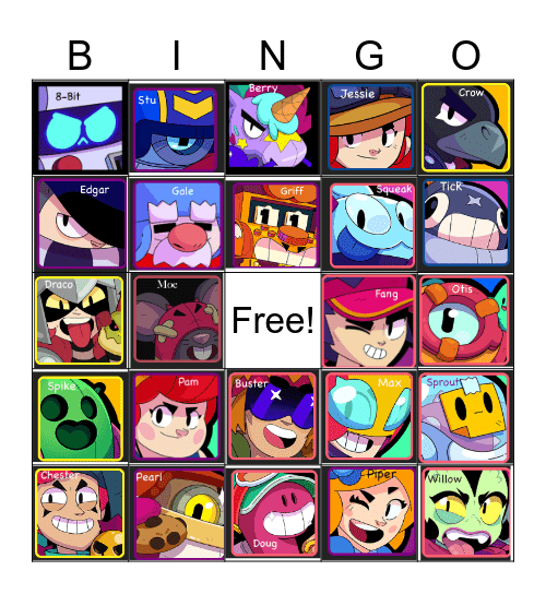 Nathan's Brawl Star Bingo Card