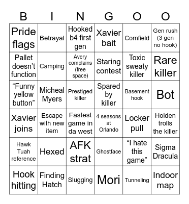 Dbd bingo 2 Bingo Card