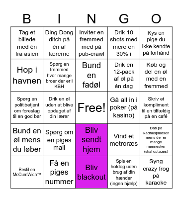 KBH DÅRLIGE LIVSVALG! Bingo Card