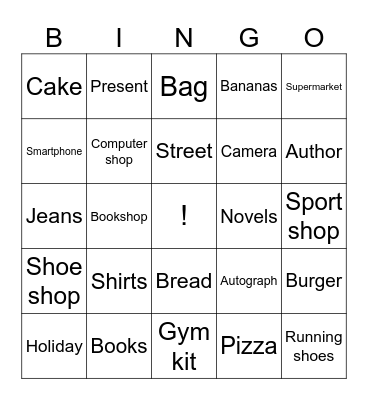 Let's go Shopping bingo Card