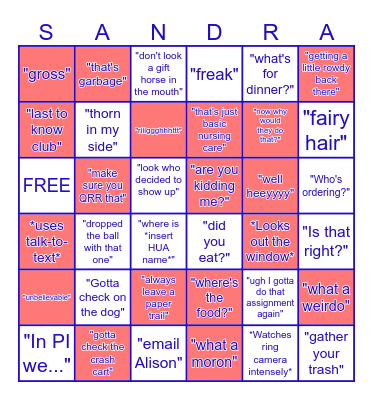 That's how Sandra C's it Bingo Card