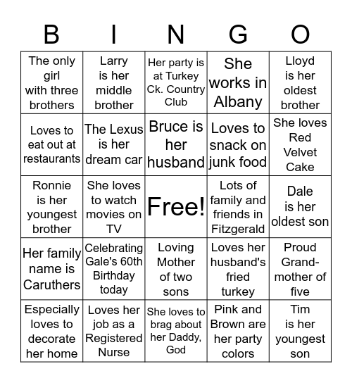 This is All About Gale Bingo Card