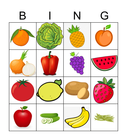 Frutas y Verduras Bingo Card