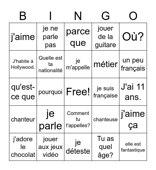 Se présenter Bingo Card