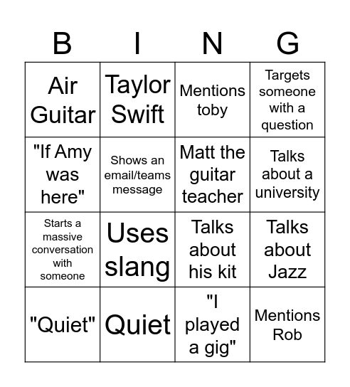 Boyle Bingo Card