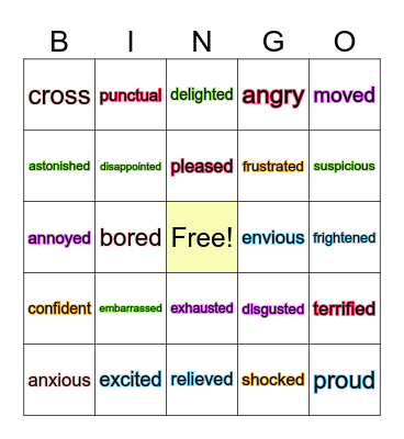 Feelings Bingo Card