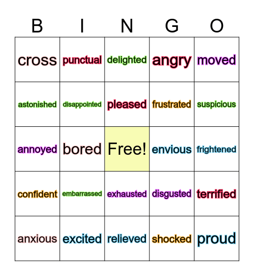 Feelings Bingo Card