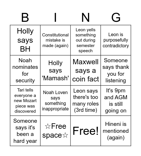VIC AUJS AGM Bingo Card