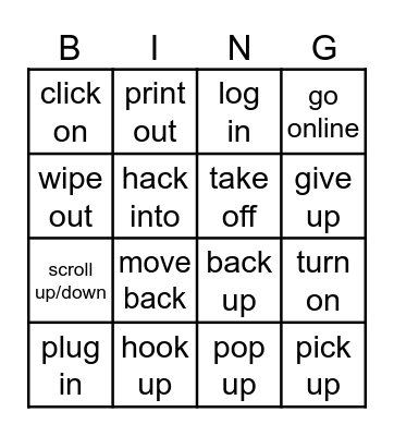phrasal verbs Bingo Card