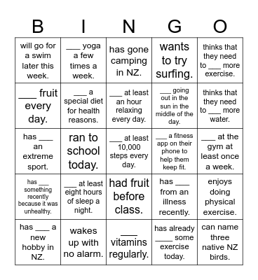 Find someone who... Bingo Card