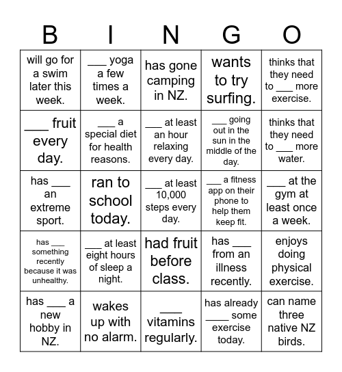 Find someone who... Bingo Card