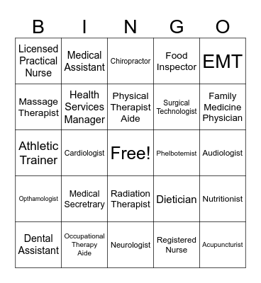 Health Science Bingo Card