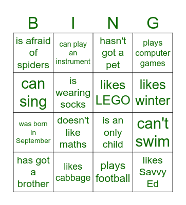 Find someone who... Bingo Card