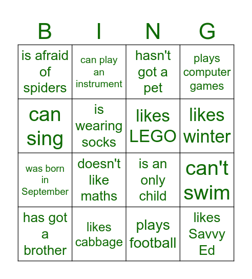 Find someone who... Bingo Card