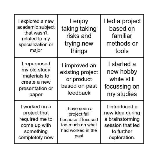 Organizational Ambidexterity Bingo Card