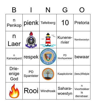 VOORTREKKER BINGO Card