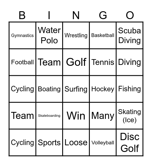 sports Bingo Card