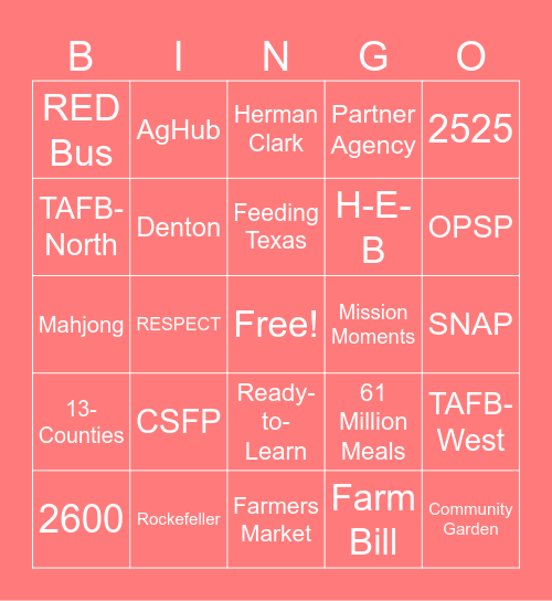 TAFB's Winning Season! Bingo Card
