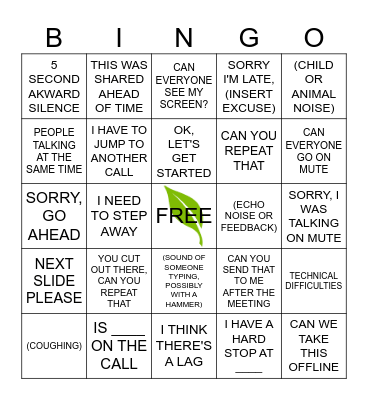 NCSW Conference Call Bingo Card