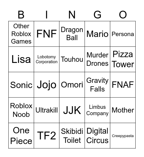 CDRP Crossover Bingo Card
