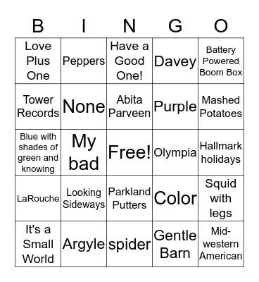 All about Beth Bingo Card