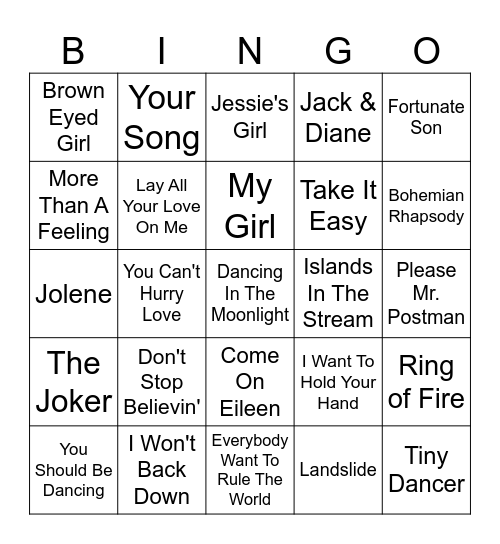 Music Bingo Card